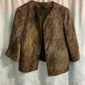 Lafayette 148 suit jacket olive green/brown quarter sleeves size 14